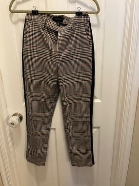 Who What Wear Black & Brown Houndstooth Side-Stripe Dress Pants